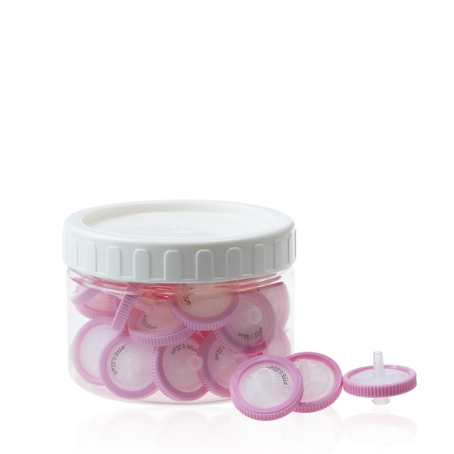 30Pcs Syringe Filter PTFE Hydrophilic Membrane 25mm Diameter 0.22 μm Pore Size, HPLC and GC Needle Filter, Lab Filtration for Biomed Scientific