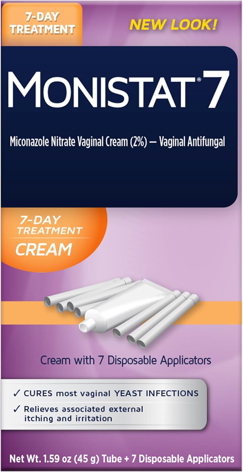 Monistat 7 Day Yeast Infection Treatment for Women, 7 Miconazole Cream Applications with 7 Disposable Applicators, 1 Pack