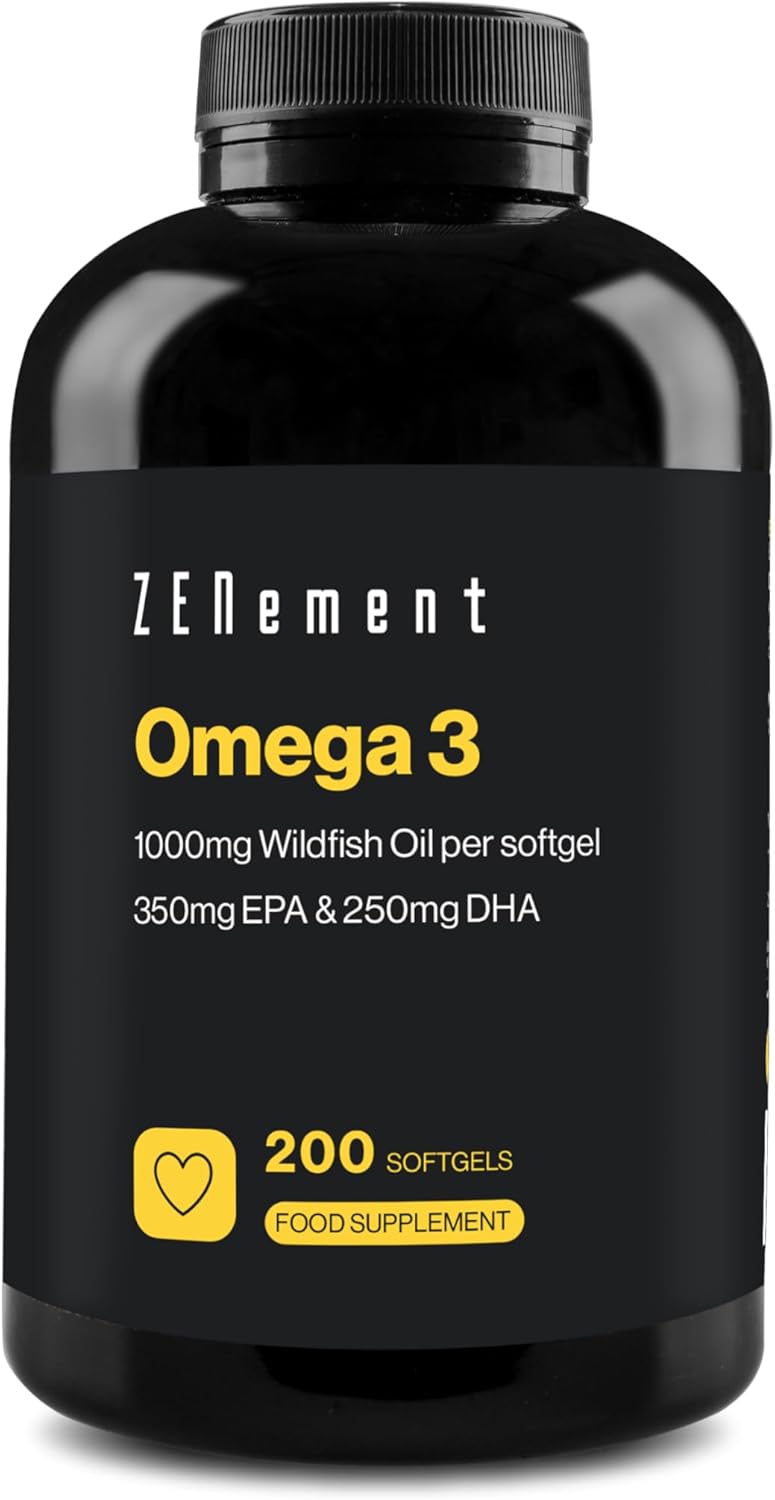 Omega 3 Fish Oil 2000mg, 700mg EPA, 500mg DHA per Daily Serving | 200 High Strength Capsules (3 Month Supply) | Supports Normal Heart Function, Brain and Eye Health | Contaminant Free | Zenement