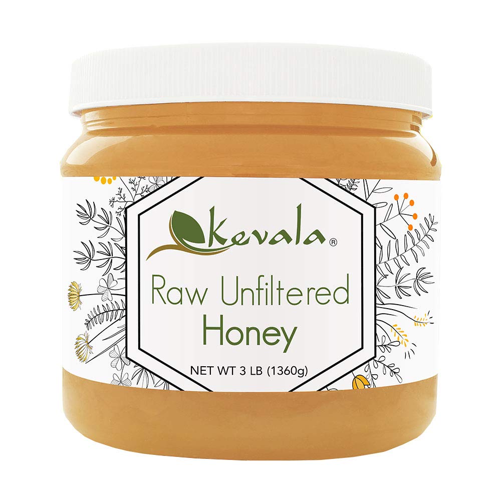 Kevala Raw Unfiltered Honey - 3 lb - 1360 gr - Liquid Sweetener - Pure Honey - Honey Raw - Unfiltered Honey - Honey for Tea - Bee Honey - Gluten Free