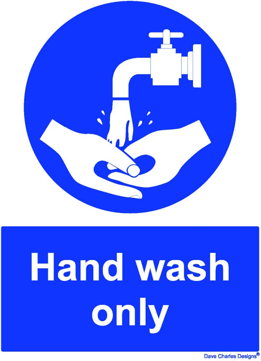 Hygiene Catering - Hand Wash Only - Self Adhesive Vinyl Sticker A5 150mm x 200mm The clearest Health and safety signs Blue