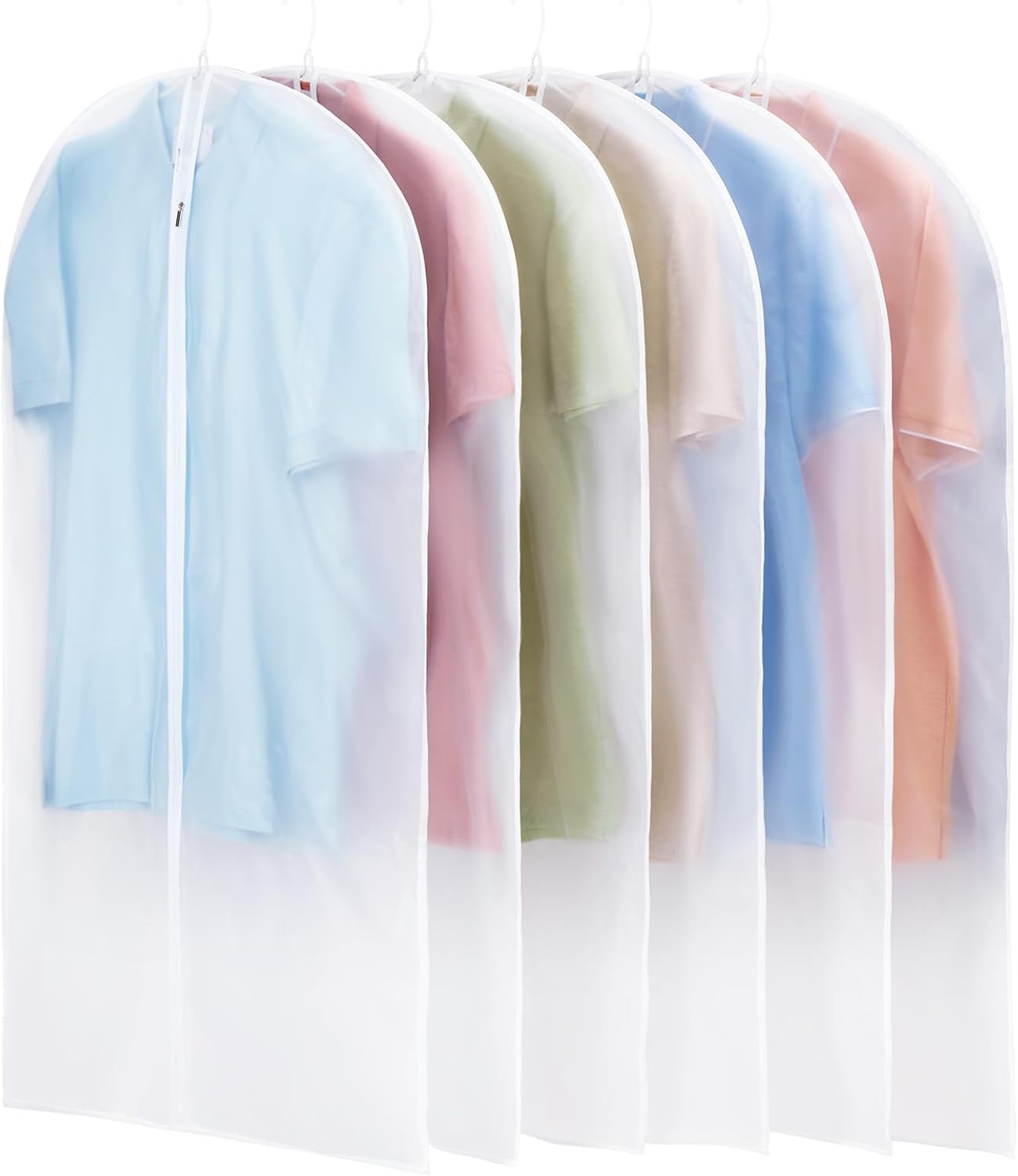 Carbrea 6 Pack Translucent Garment Bags for Hanging Clohes - 24" x 42"
