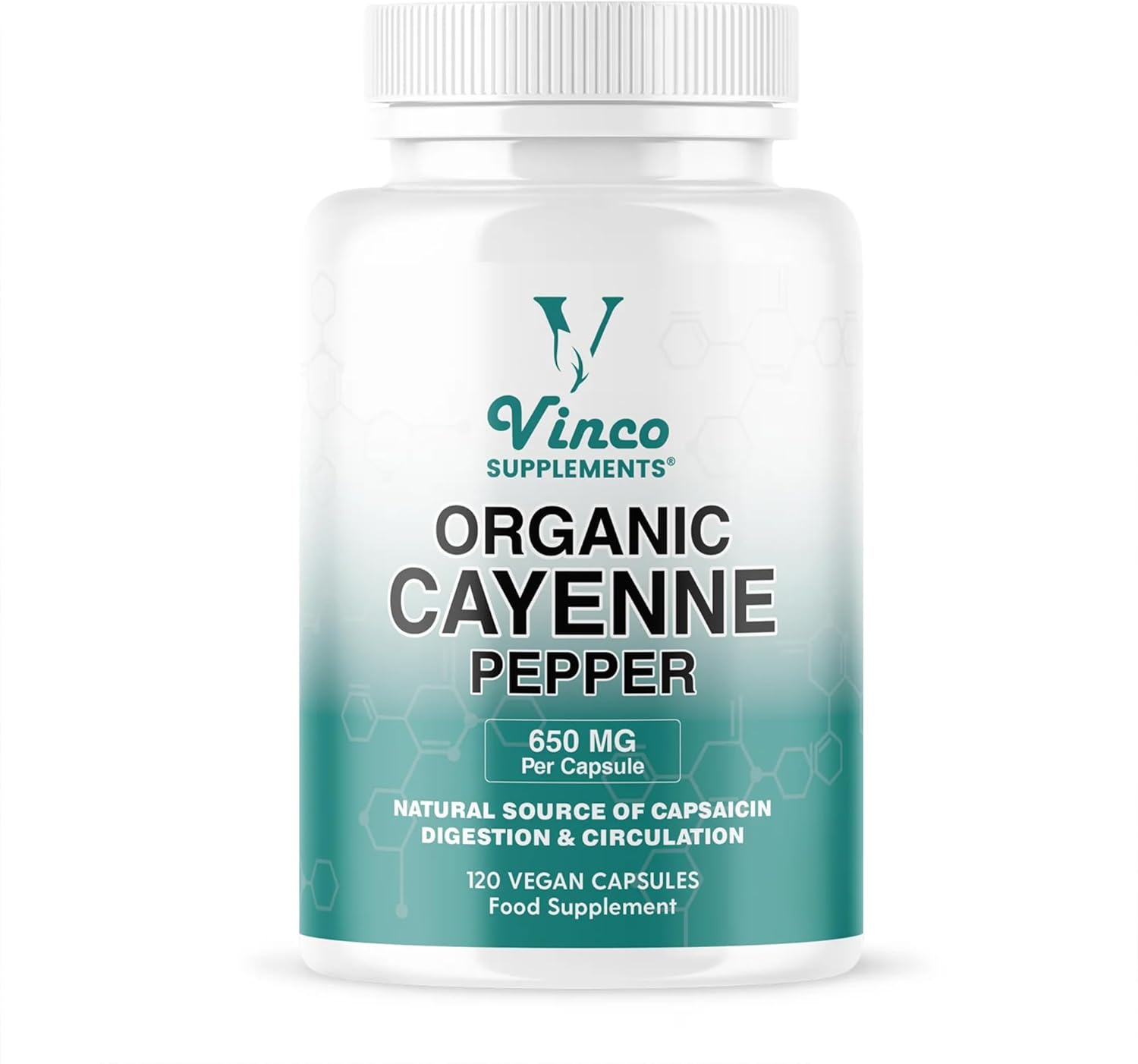 Organic Cayenne Pepper Extract 650mg Supplement Capsules - High Strength, Excellent Source of Capsaicin, Improves Metabolism, Digestion, Circulation, Pure with No Additives