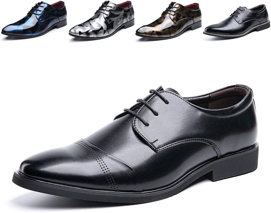 Hitmars Derby Shoes for Men Business Oxford Shoes Brogue Mens Dress Shoes Lace-Up Formal Slip-On UK 4-UK13