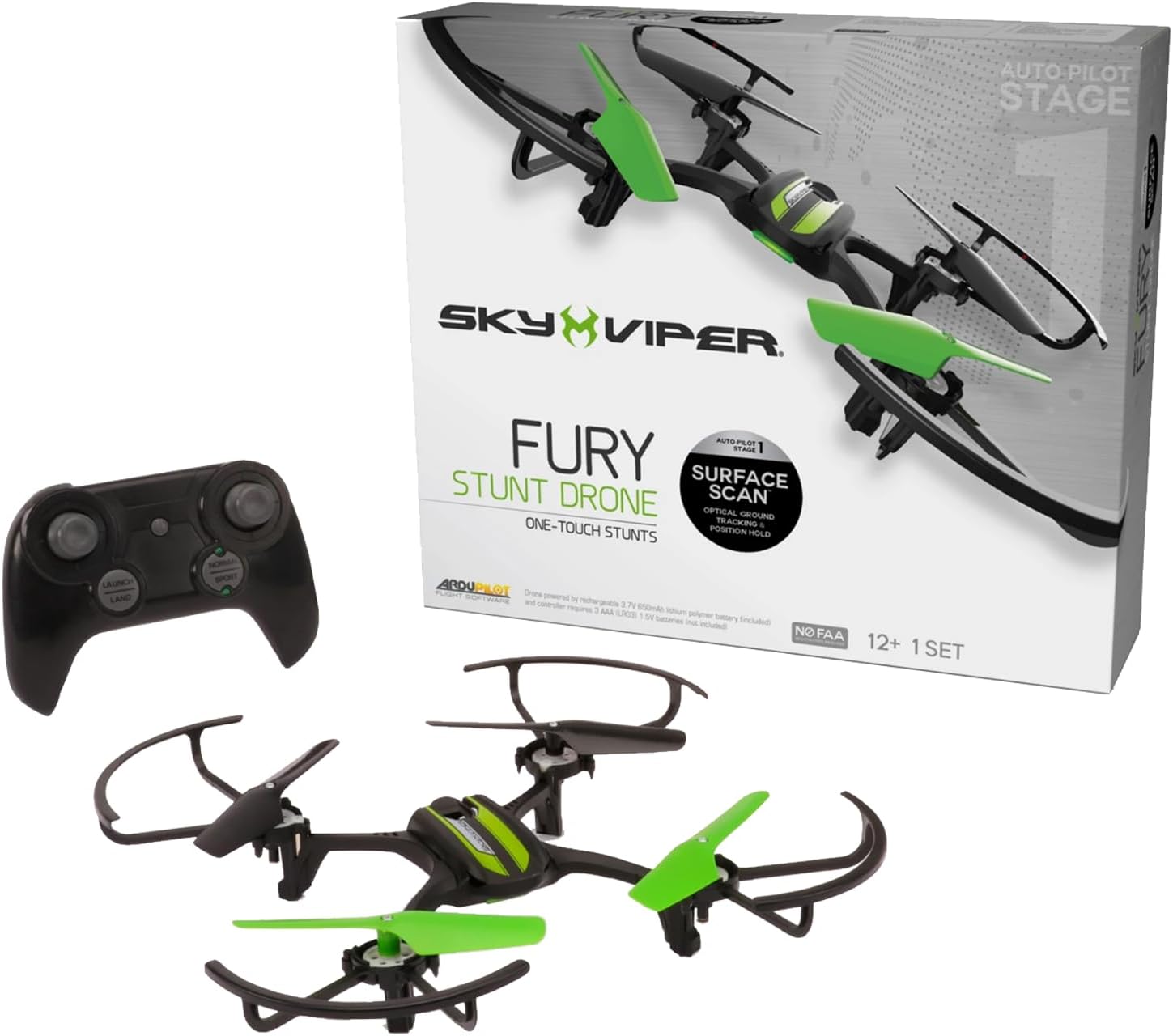 Sky Viper Fury Stunt Drone with Surface Scan Technology, Professional-grade Firmware Provides Simple and Stable Flight for Beginners and Hobbyists, Includes Camera Sensor