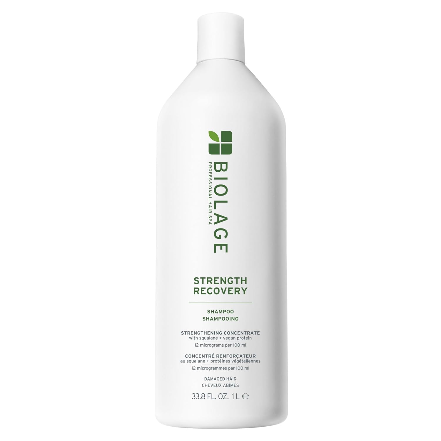 Biolage Strength Recovery Shampoo - Reduces Breakage & Detangles, For Damaged Hair, With Olive Squalane & Vegan Proteins, Paraben & Mineral Oil-Free