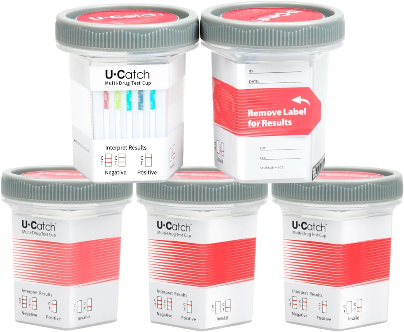 Multi-Drug Test Cup Kit: 12 Panel Urine Test Cup Rapid Drug Test at Home for AMP|BZO|COC|THC|MET|MOR|OXY|BAR|BUP|MDMA|PCP|MTD (5 Pack)