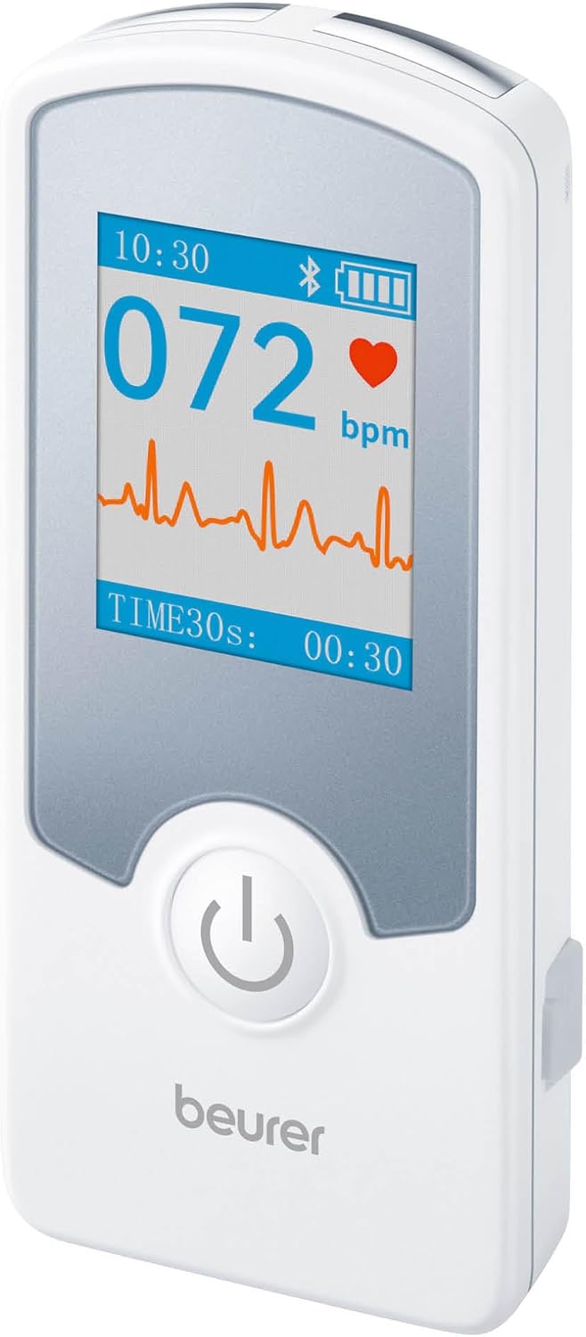 Beurer Cardio Companion EKG Monitor - 3-Lead Portable ECG Machine, Detects Irregular Heart Rhythms, Fast Results in 30 Seconds, Bluetooth with App, Rechargeable Battery, FSA/HSA Eligible, ME75