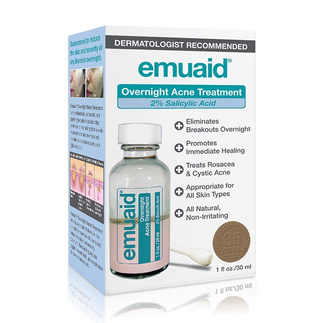 EMUAID Overnight Acne Treatment with Salicylic Acid, Fast-Acting Gel, 1oz