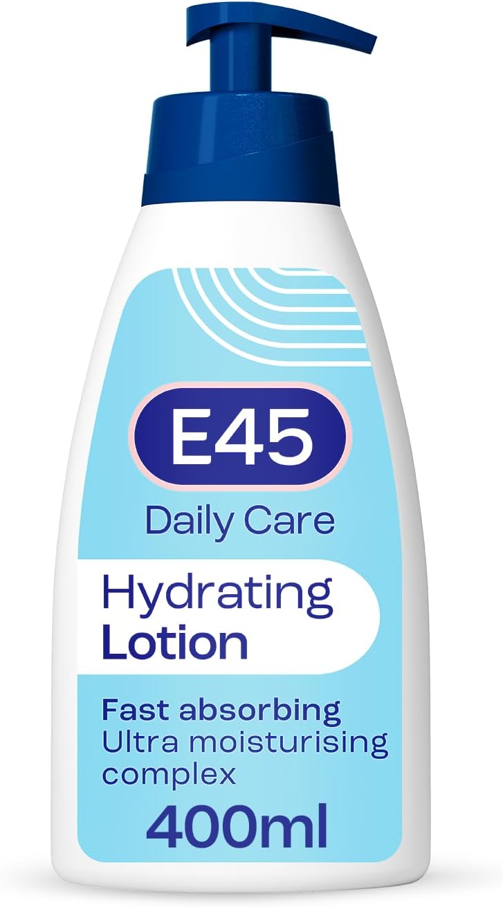 E45 Daily Lotion 400 ml for all Skin Types – Hydrating Non-Greasy Lightweight Moisturiser - Perfume-Free Long Lasting Body Face Hand Cream - Dermatologically Tested