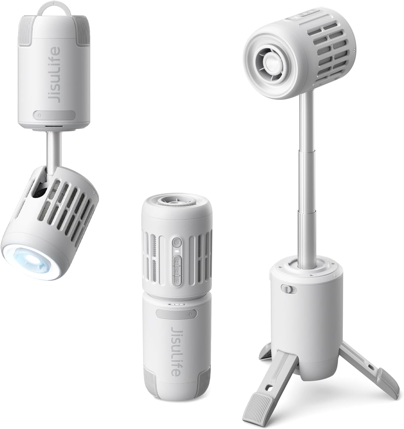 JISULIFE Outdoor Fan Ultra 1, 10-Speed Foldable, 13500mAh Battery Operated Rechargeable, Portable Tent Ceiling with Power Bank, Flashlight, Ideal for Travel, Camping, Fishing, Gifts - Grey