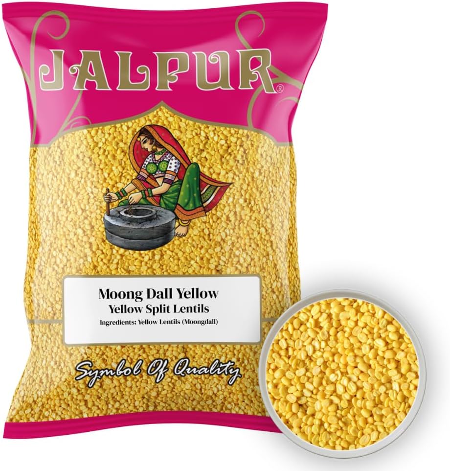 Jalpur millers Yellow Split Lentils – Moong Dall Yellow – Dhal 1kg – High Protein yellow Bean Packed with, fibre, & essential vitamins, – Quick Cooking Lentils for Khichdi, Curries, soups, and salads
