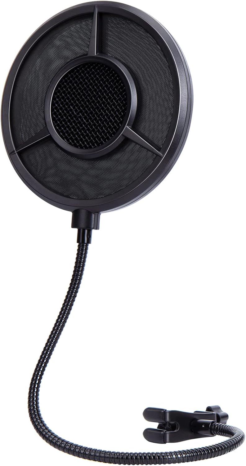 YOUSHARES Upgraded 6-layer Microphone Pop Filter - Compatible with Blue Yeti, HyperX QuadCast, Razer Seiren and Other Mic, Metal Pop Filter for Mic with Flexible 360°Gooseneck