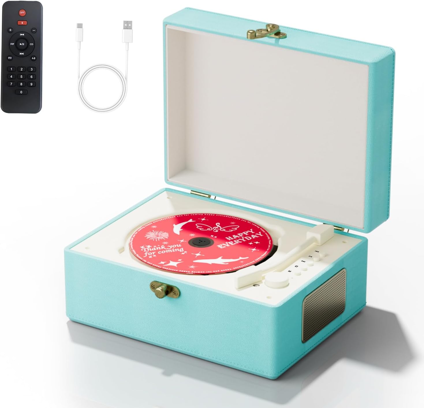 Yintiny Blue Time Music Box CD Player With Speakers For Home Decor