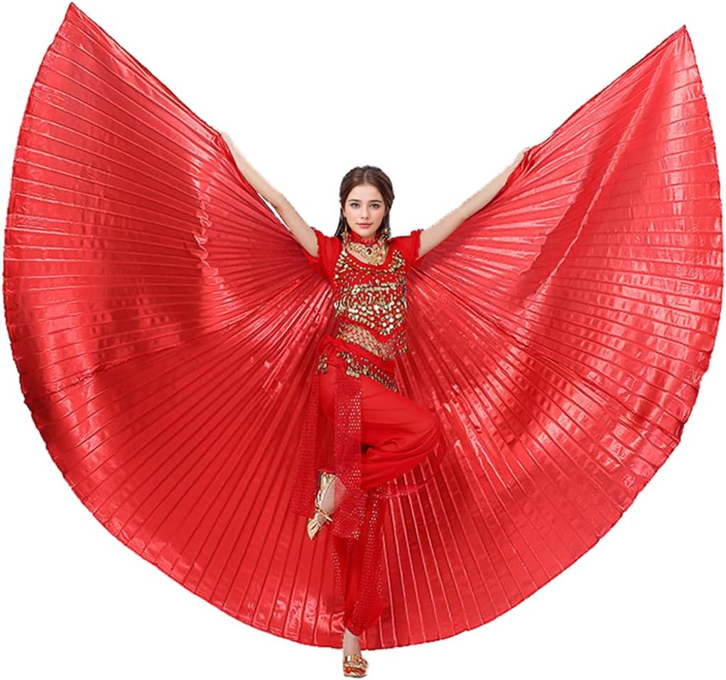Leemiman Women Belly Dance Wings for Adult Belly Dance Costume for Halloween Carnival Performance Angel Wings with Sticks
