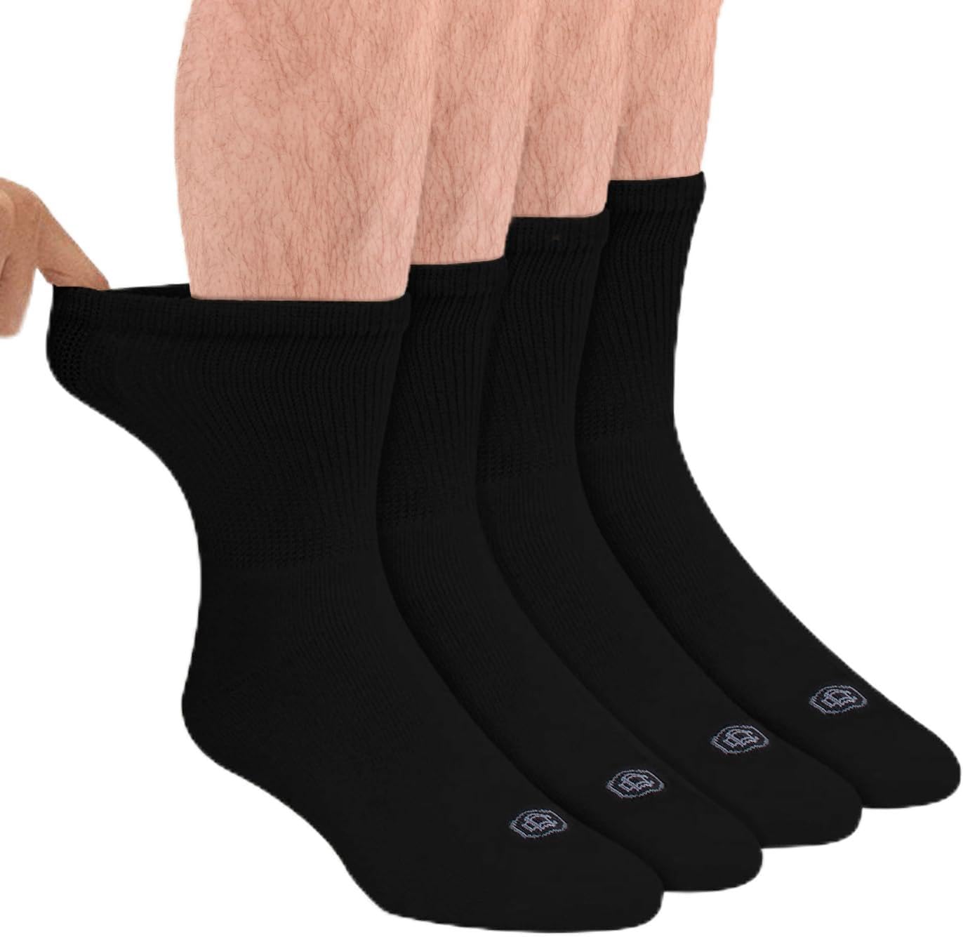 Doctor's Choice Diabetic Socks for Men, Seamless Socks with Non Binding Top, 4 Pairs, Large 9-12 & X-Large 13-15