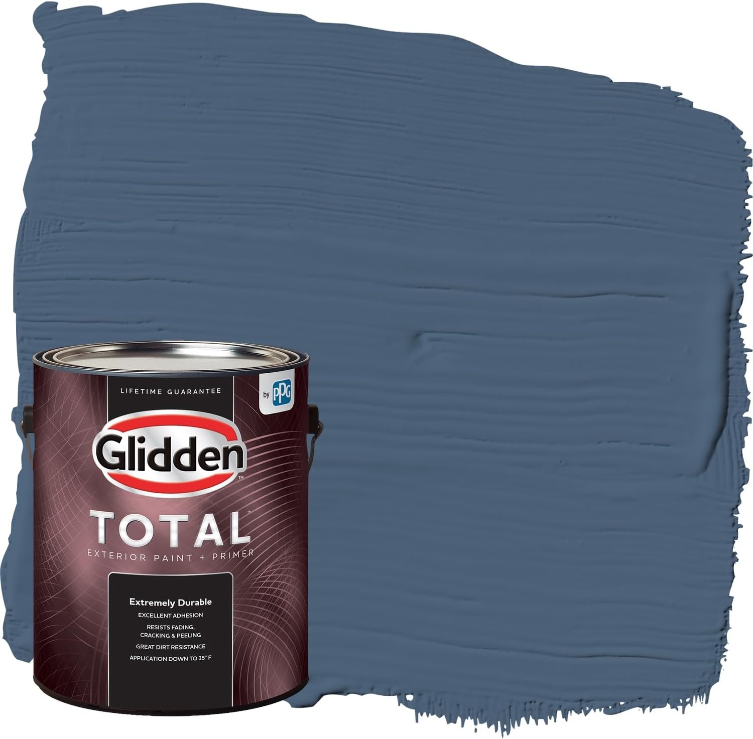 Glidden Total Exterior Paint & Primer All-in-One, Blue Fjord/Blue, Satin, 1 Gallon