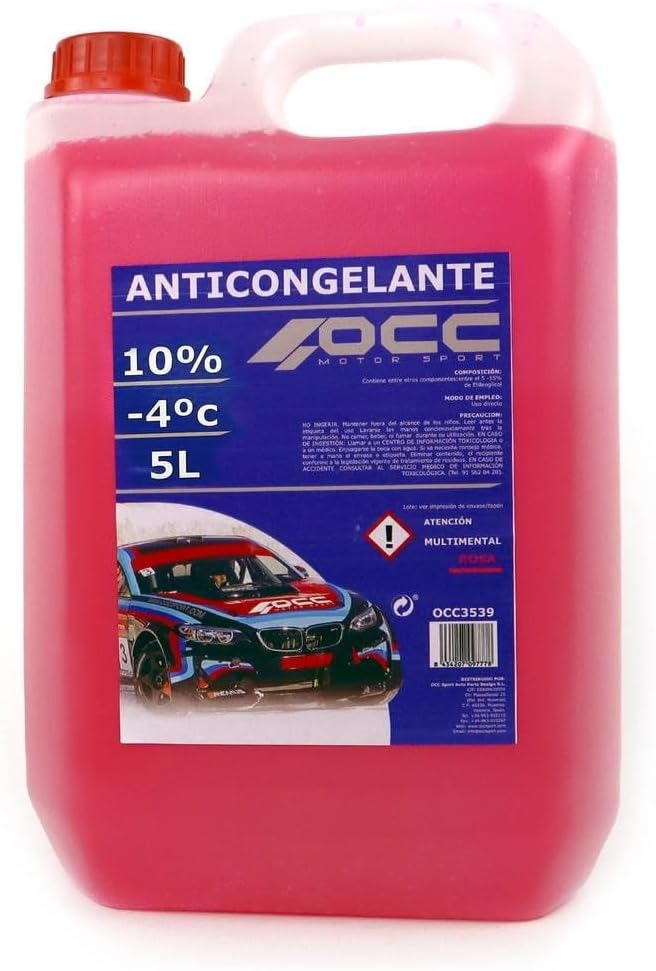 OCC MOTORSPORT PINK ANTIFREEZE 10% -4ºC 5 LITRES