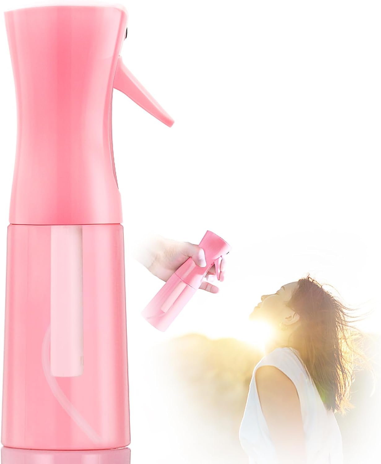 Leaflai Summer Cooling Spray bottles, Continuous Spray Bottle with Fine Mist for Hairstyling, Skincare,Plant Care,Pet Grooming, Valentines Gift Refillable Spray Container for Travel(Pink)