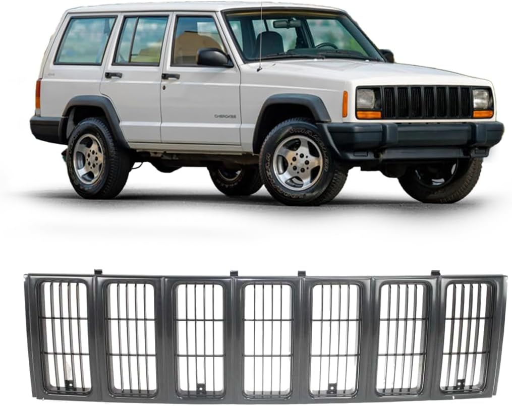 FITRITE AUTO PARTS New Grille For 1997-2001 Jeep Cherokee, Prime Black Finish, Made Of Plastic CH1200208 55055150