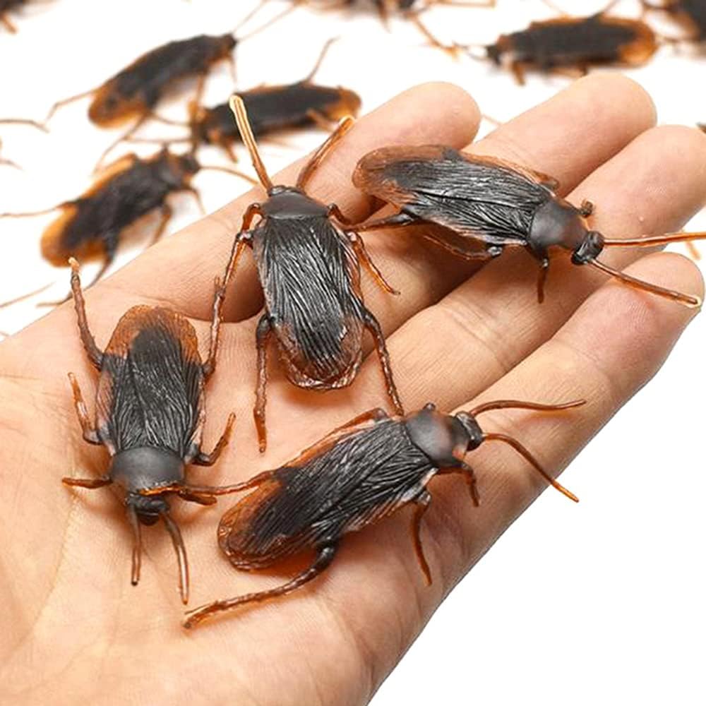 GUDVES Prank Fake Roaches Model Simulation Rubber Cockroach Roach Bug Toy Funny Trick Joke Toys Plastic Bugs (10PCS)