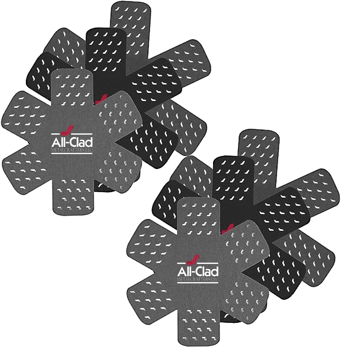 All-Clad Premium Cookware Protectors: Pot and Pan Protectors for Kitchen Organization - Perfect for Cast Iron, Steel, or Glass, 6-Piece, Black/Grey