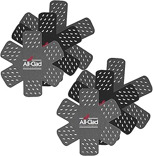All-Clad Premium Cookware Protectors: Pot and Pan Protectors for Kitchen Organization - Perfect for Cast Iron, Steel, or Glass, 6-Piece, Black/Grey