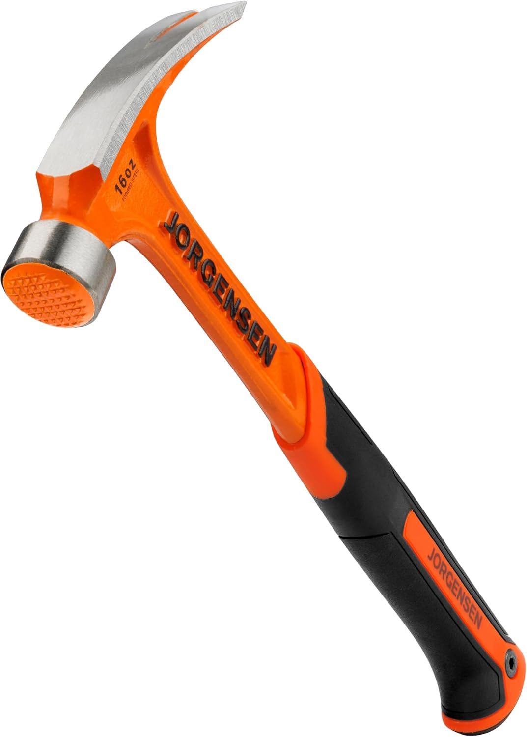 Jorgensen 16 oz Straight Claw Hammer, Rip Claw Hammer with Milled Face & Shock Absorbing Grip, Heavy Duty One-piece Forged Hammer