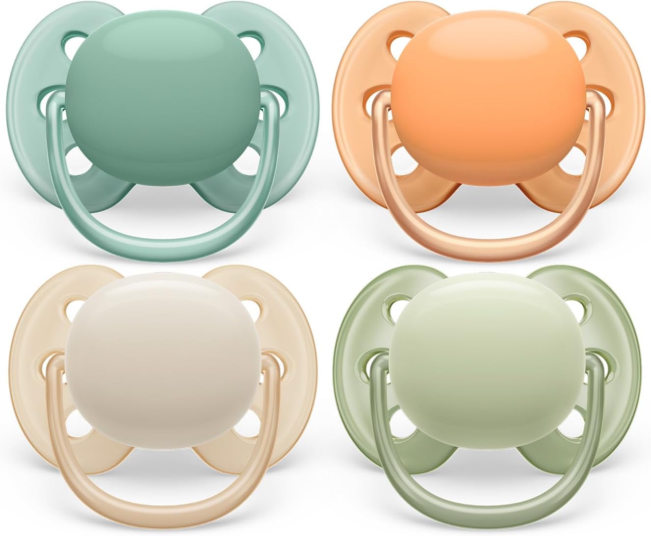 Philips Avent Ultra Soft Soother - 4 x Soft and Flexible Baby Soothers for Babies Aged 0-6 Months, BPA Free with Steriliser Carry Case (Model SCF091/35)