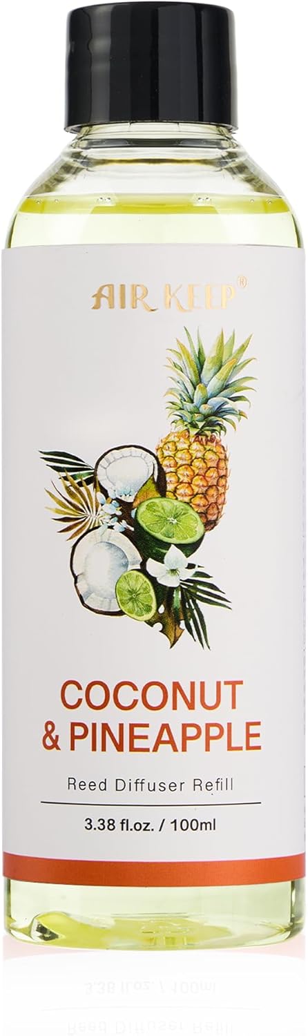 Reed Diffuser Oil Refill/Coconut&Pineapple/3.38oz（100ml/1 Pack/Scented Oil Refill for Diffuser Home Fragrance for Bedroom, Bathroom Office Home Decor