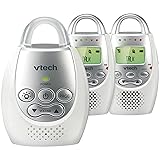 VTech DM221-2 Audio Baby Monitor with up to 1,000 ft of Range, Vibrating Sound-Alert, Talk Back Intercom, Night Light Loop & Two Parent Units, White