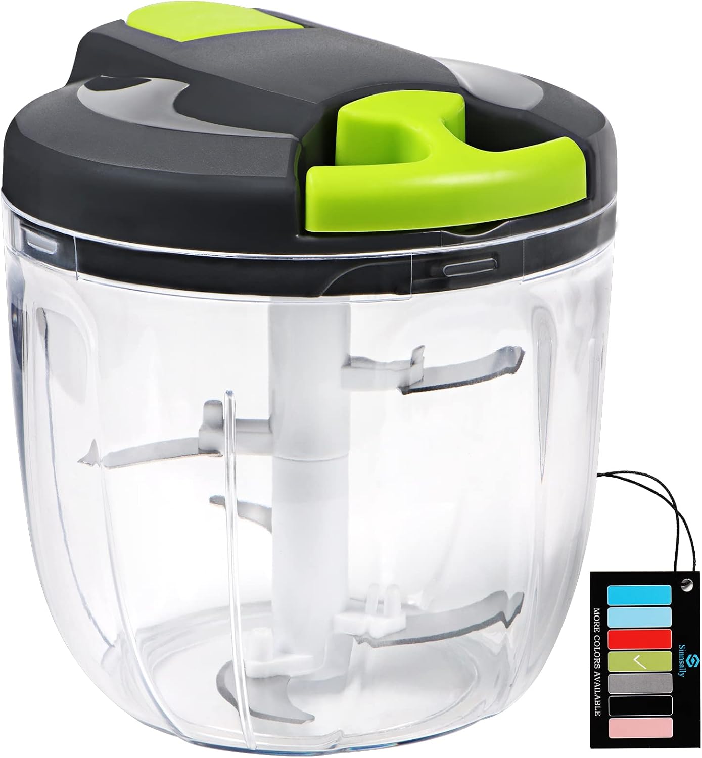 Sinnsally Manual Food Chopper Pull String,Hand Food Shredder,Onions Slicer Cutter Dicer,Garlic Slap Press,Manual Processor Vegetable Blender Chopping Onions (900ML)