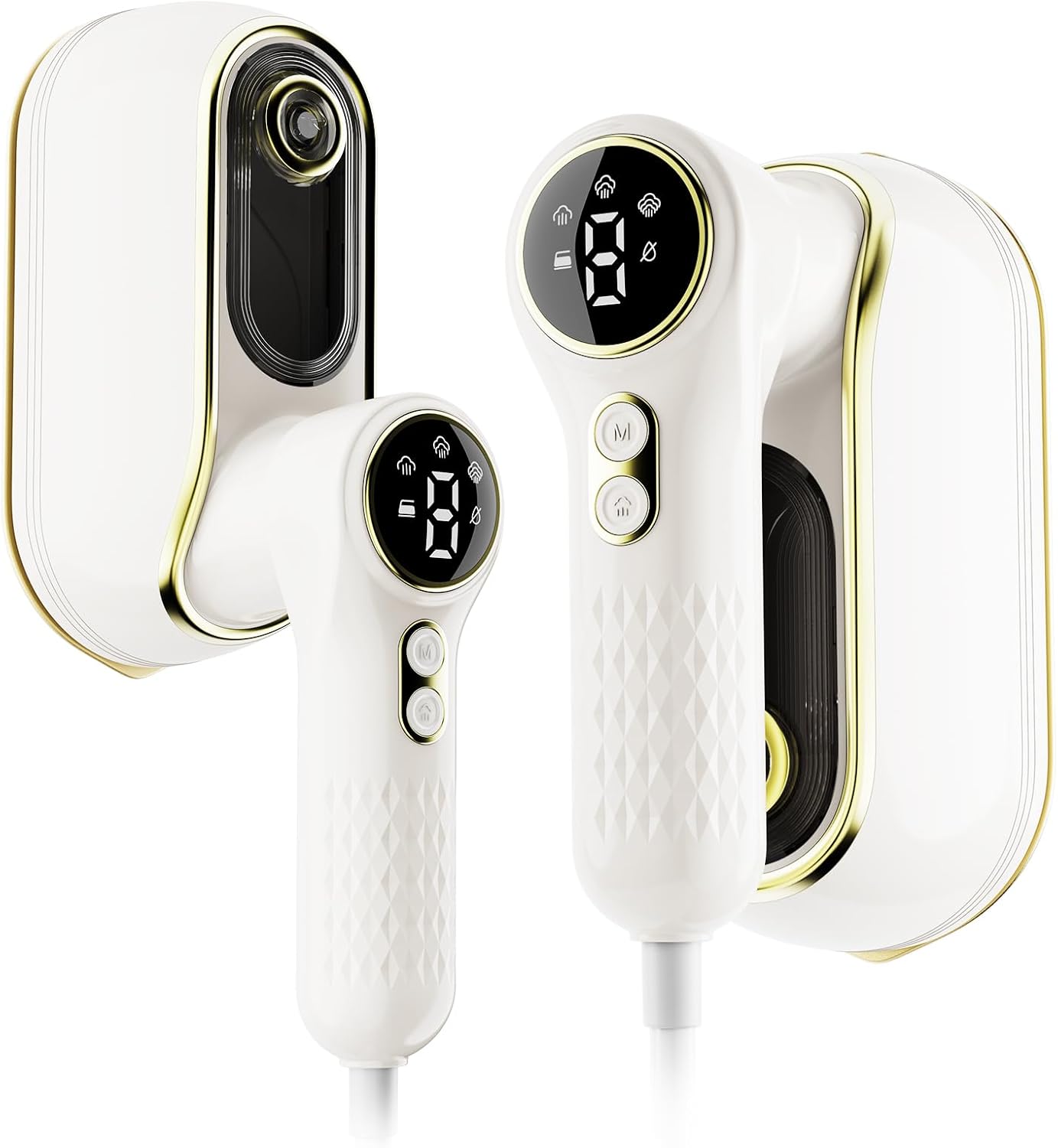 Portable Travel Steamer, 1200W Handheld Fabric Steamer for Clothes, 4 Modes with LCD Display, Powerful Wrinkle Remover for Home & Travel, 150ml Water Tank, 10S Fast Heat-Up, 180° Swivel Handle, White