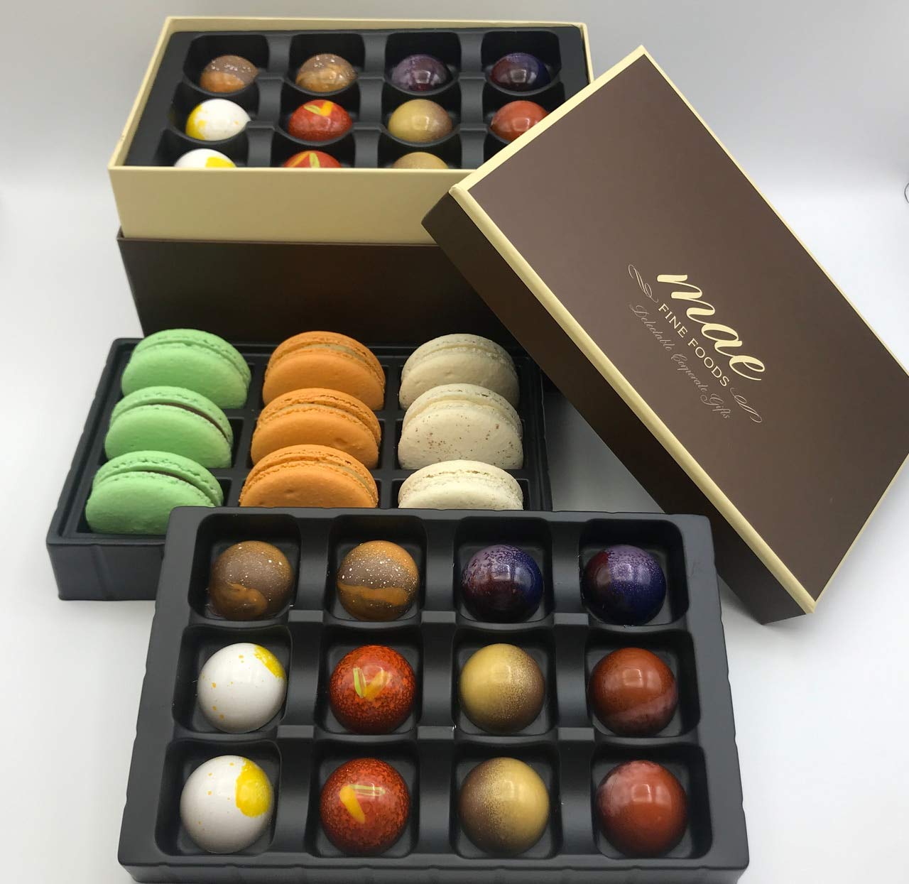 Gourmet Chocolate Bonbons and French Macarons Gift Set Large