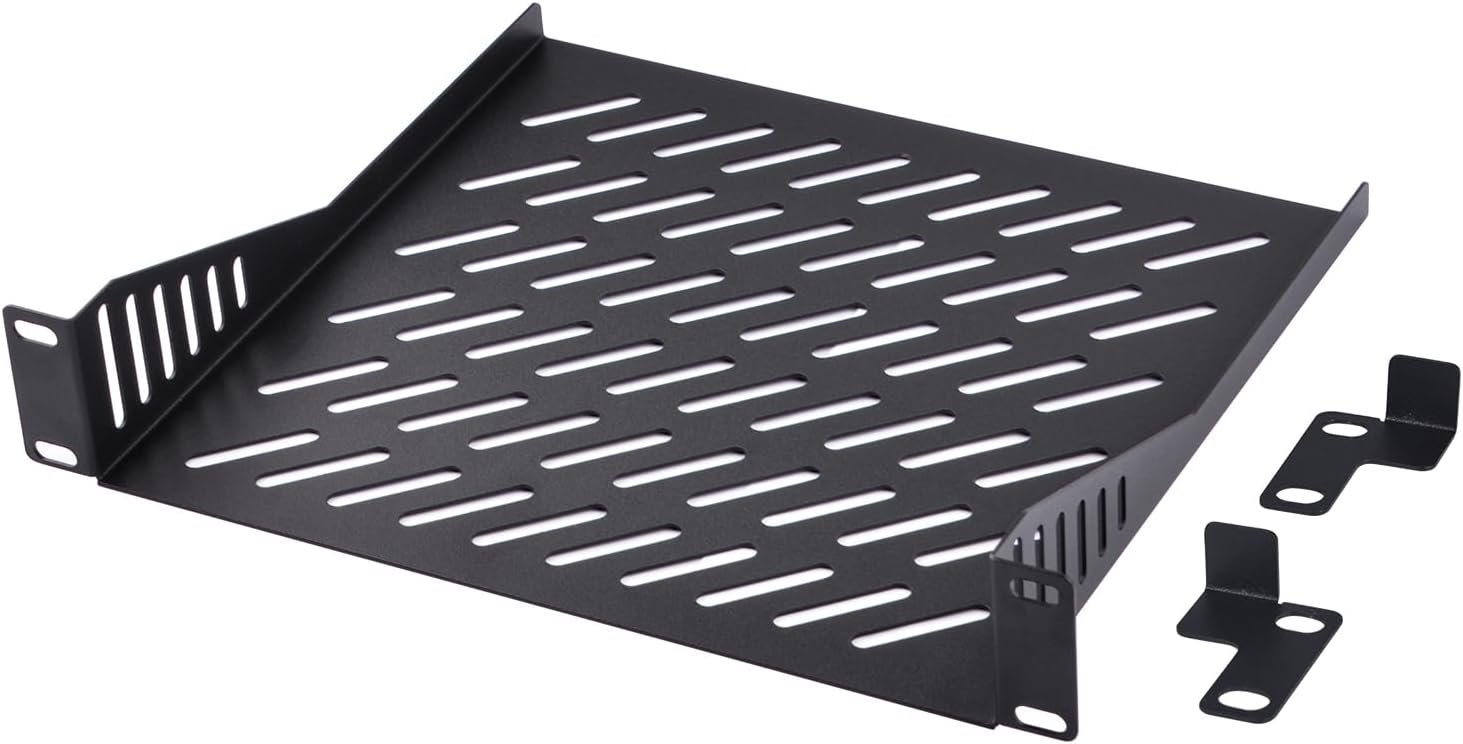 GeeekPi 1U Server Rack Shelf, 7.87" Depth Vented Rack Mount Cantilever Tray for 10 Inch Network Equipment Rack & Cabinet and DeskPi RackMate T1/T0 Server Cabinet