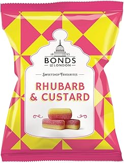 Original Bonds London Rhubarb & Custard Bag Sugar Coated Rhubarb & Vanilla Flavored Boiled Sweets Imported From The UK The Best Of British Candy