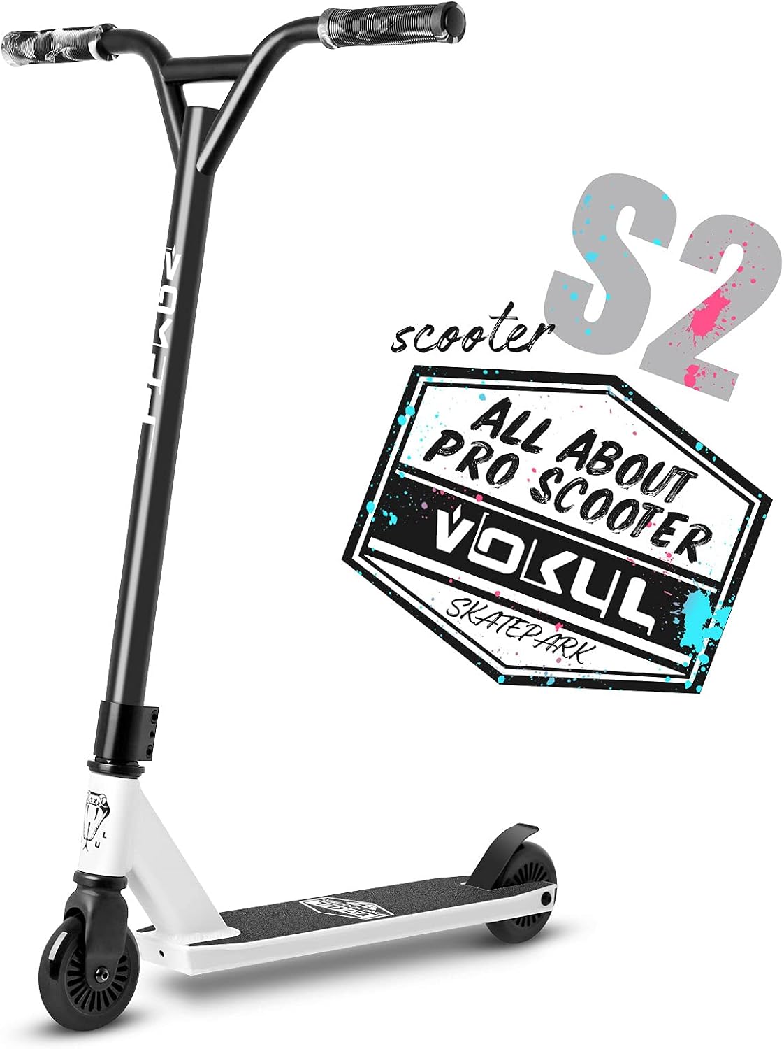 VOKUL Complete Pro Scooter for Kids Boys Girls Teens Up 6 Years - Freestyle Tricks Pro Stunt Scooter - High Performance Gift for Skatepark Street Tricks