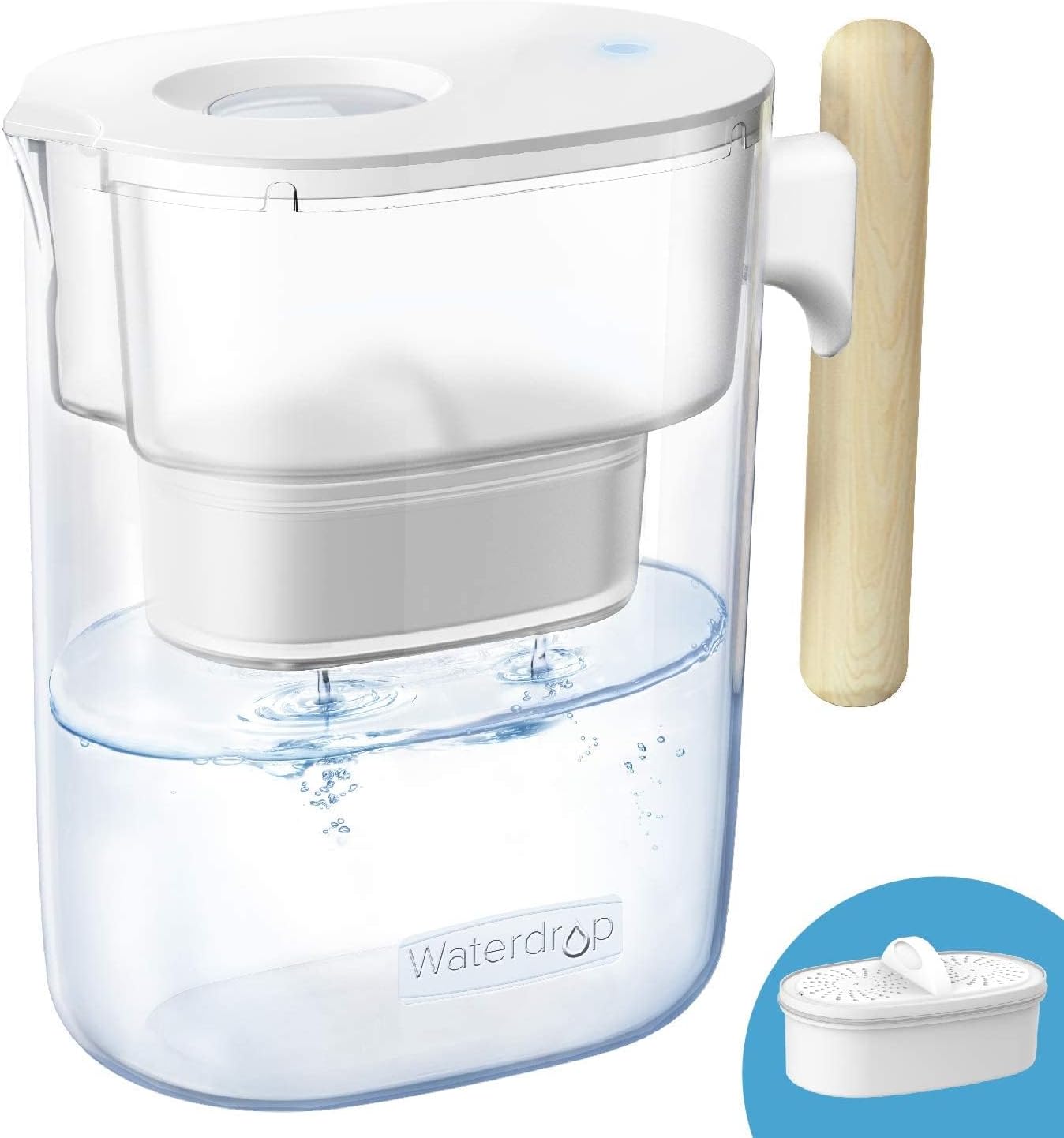 Waterdrop Chubby Water Purifier Filter Jug with 3 Months Filter, 3.5L, Reduces Fluoride, Chlorine and More, NSF Certified, BPA Free, Clear (Replacement Filter: WD-PF-01A Plus)