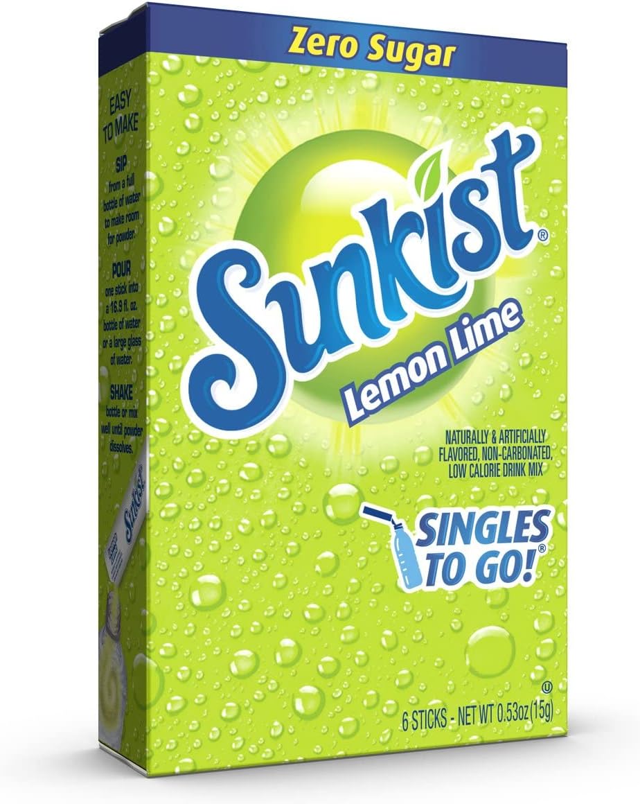 Sunkist Lemon Lime Singles to go drink mix ~ 3 pack