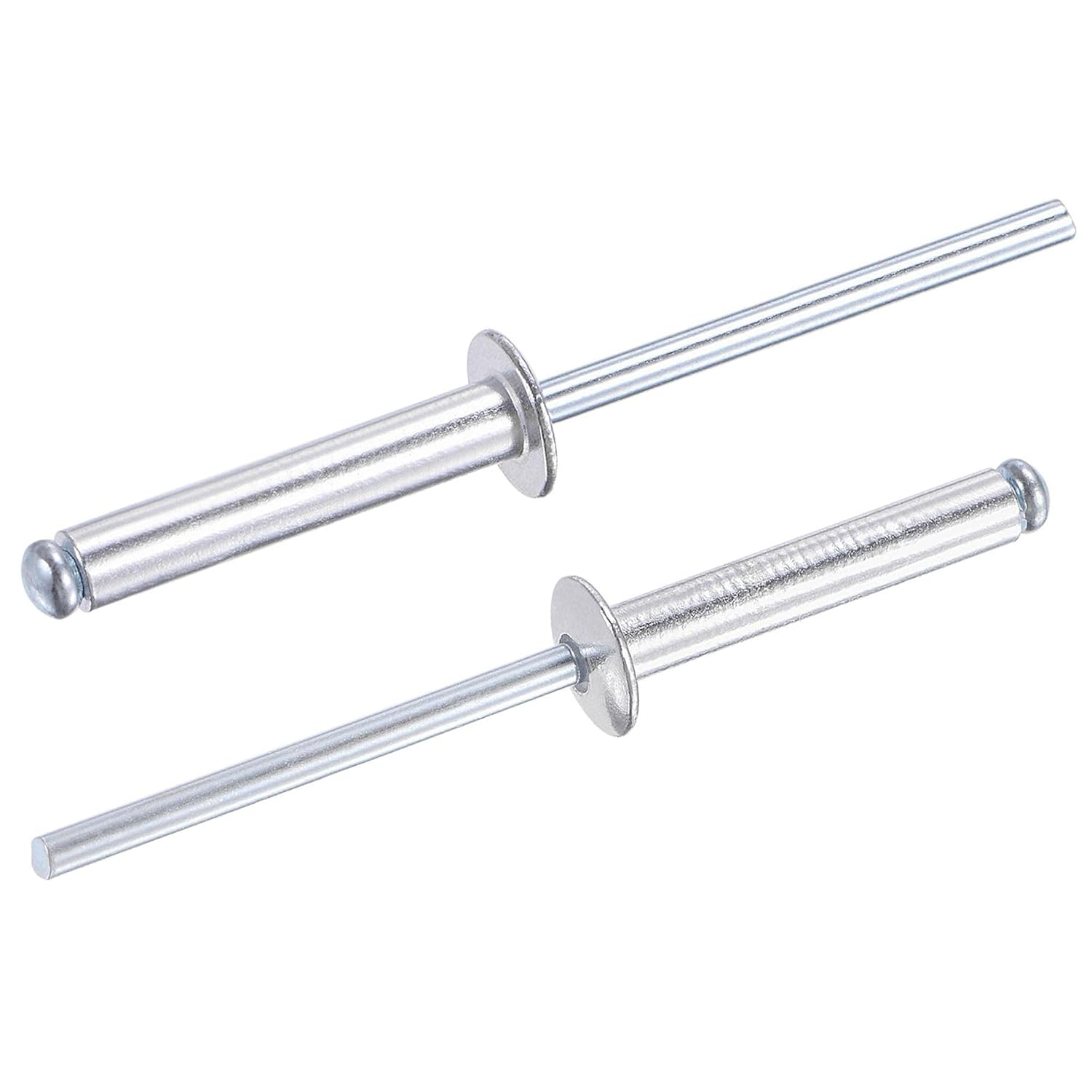 TA-VIGOR 60Pcs 4mm x 25mm Aluminium Blind Rivets, Open End Pop Rivets with Dome Head, Heavy Duty Pull Rivet for Metal Wood Plastic, Indoor Outdoor Fixings
