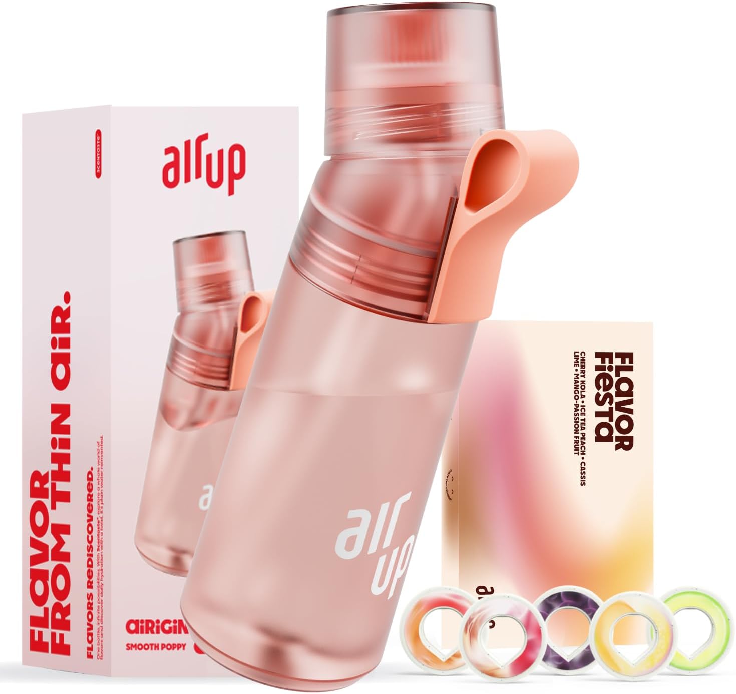 AIR UP® water bottle Twist Pro original starter set with pods in 5 flavours I 600ml drinking bottle with sugar-free flavouring I dishwasher-safe, BPA-free I in Poppy Red