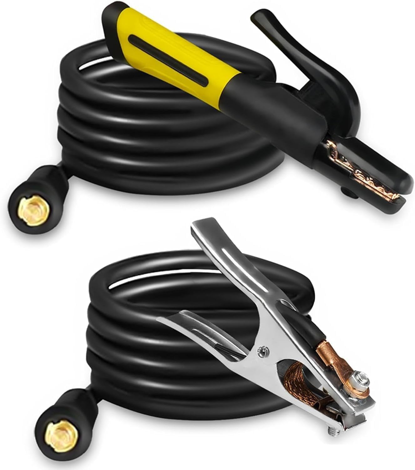 SSIMDER Welding Stinger Electrode Holder with Lead and Ground Clamp, Supports Dinse 10-25 & 35-50 Connectors, 600A Heavy Duty Welding Rod Holder for ARC Stick Welding, Home DIY, Auto Repair