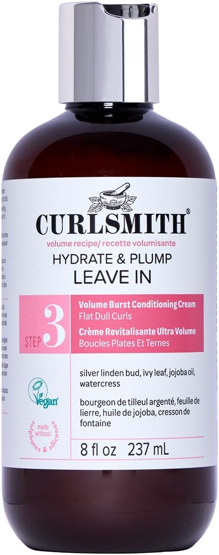 Curlsmith - Hydrate & Plump Leave In Hair Conditioner, Volumizing and Nourishing for Wavy, Curly or Coily Hair, Vegan (237ml/8fl oz)