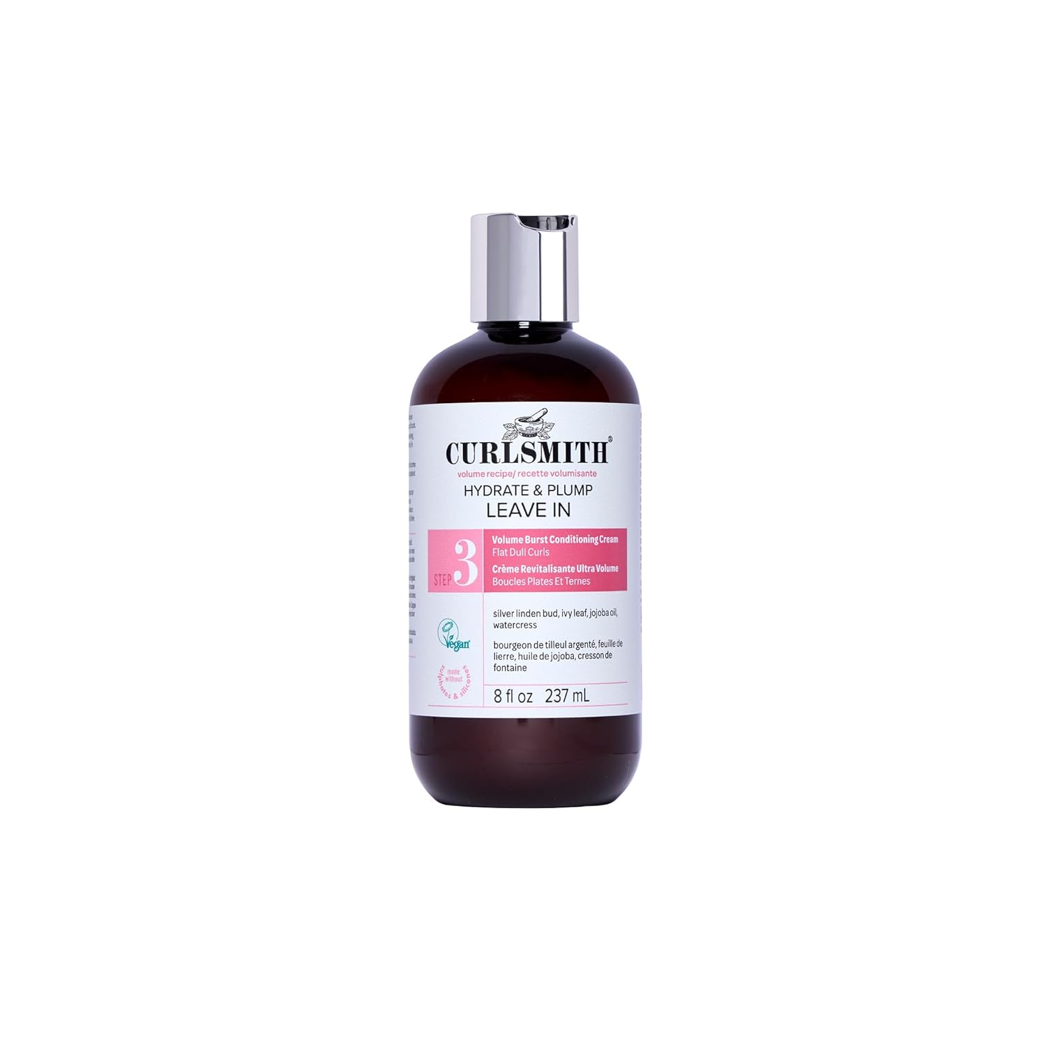 CURLSMITH Hydrate & Plump Leave-In - Lightweight Leave-In Conditioner for Curls, Hydrating & Volumizing, For All Curl Types, Vegan & Cruelty Free (8 oz)