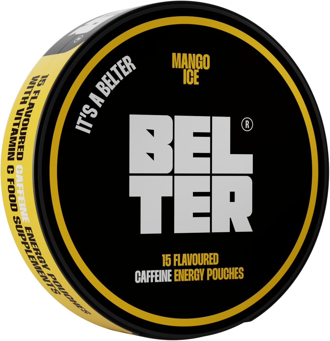 BELTER - Mango Ice - Caffeine Pouches - 15 Count - Fast-Acting - Zero-Calorie Energy Boost - 80mg Caffeine Per Pouch - Ideal for Sports, Gym, Gaming, & Work - Alternative to Drinks & Gels
