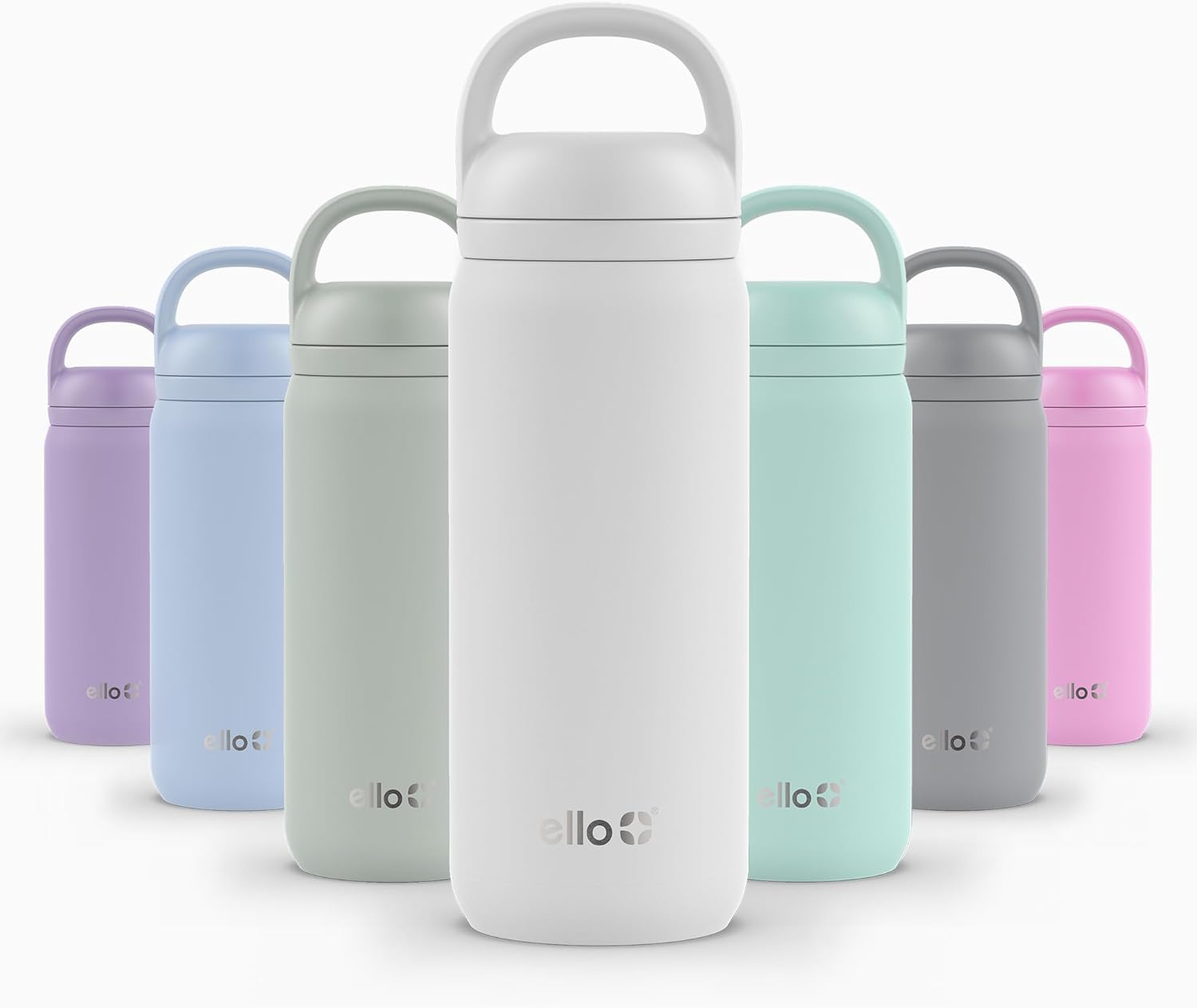 Ello Cooper Twist 18oz Kids Stainless Steel Water Bottle with Chug Lid | Leak Proof Double Walled and Vacuum Insulated | Fits Car Cupholder | Built in Carry Loop | Dishwasher Safe | White