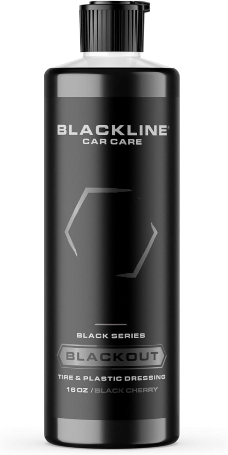Blackline Car Care - Blackout Trim and Tire Dressing for Plastic, Rubber, Vinyl, and Tires Safe for Cars, Trucks, SUVs & More - 16 fl OZ