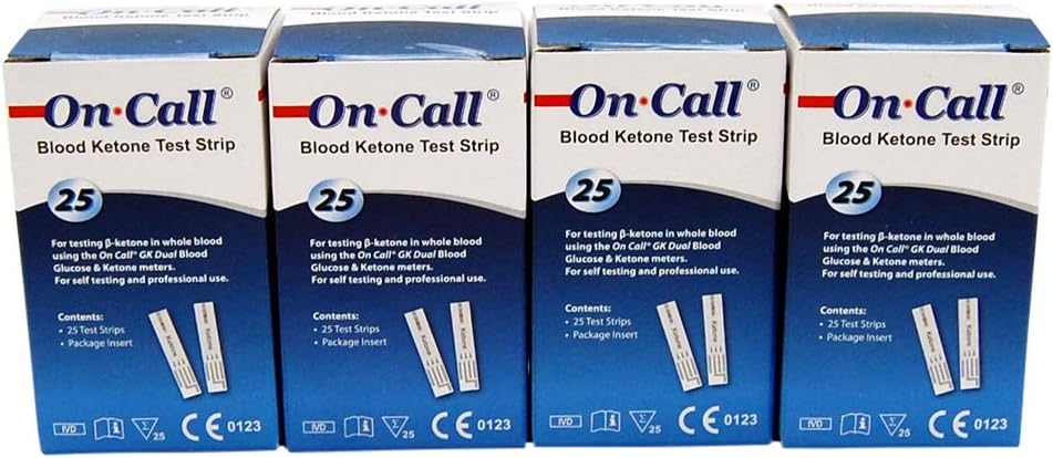 4 x 25 Blood Ketone Test Strips for The On call Ketone Meter Monitor …