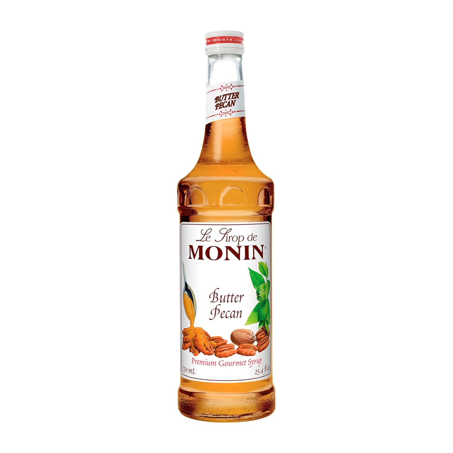 Monin - Butter Pecan Syrup, Smooth Flavor of Roasted Nuts and Vanilla, Great for Milkshakes, Mochas, and Coffees, Gluten-Free, Vegan, Non-GMO, Glass Bottle (750 ml)