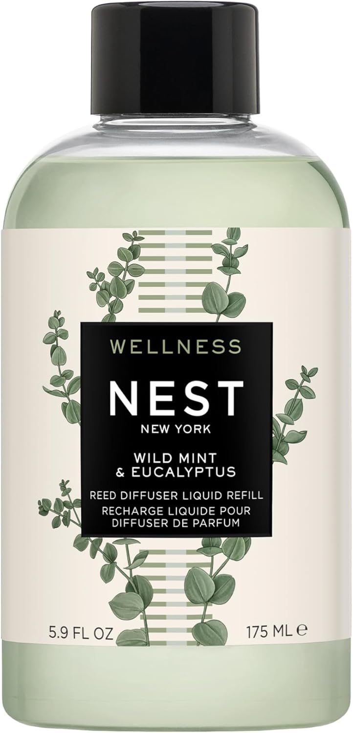 NEST New York Reed Diffuser Liquid Refill, Wild Mint & Eucalyptus - 5.9 fl oz - Fragrance for Up to 90 Days - Flame Free